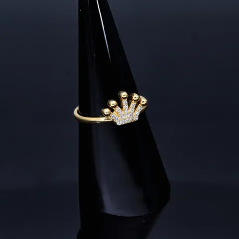Sehr schöner Kronen Ring in 585 14 Karat Gelbgold mit Zirkoniabesatz. RG 56-57