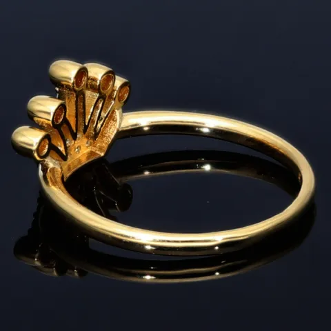 Sehr schöner Kronen Ring in 585 14 Karat Gelbgold mit Zirkoniabesatz. RG 56-57