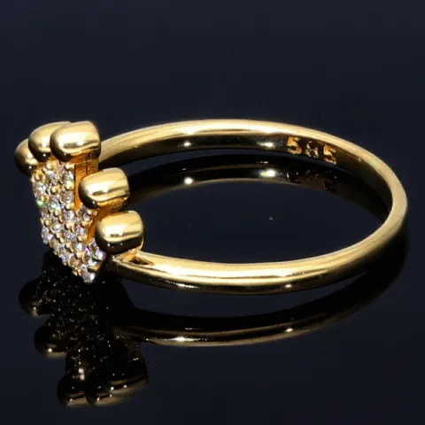 Sehr schöner Kronen Ring in 585 14 Karat Gelbgold mit Zirkoniabesatz. RG 56-57