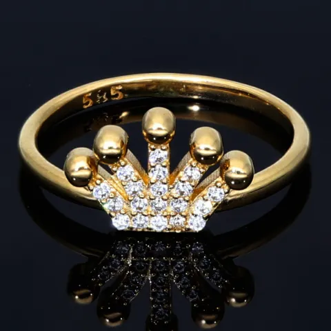 Sehr schöner Kronen Ring in 585 14 Karat Gelbgold mit Zirkoniabesatz. RG 56-57