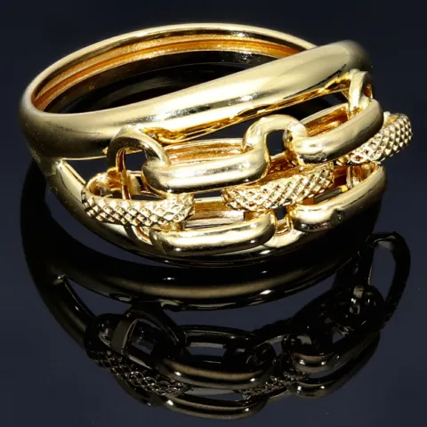 funkelnder Ring für Damen mit außergewöhnlichem Design in 585 14K Gelbgold in Ringgröße ca. 56