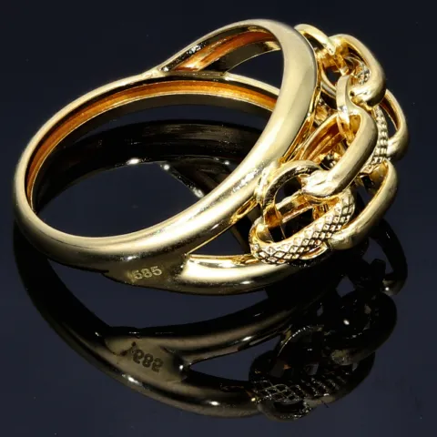 funkelnder Ring für Damen mit außergewöhnlichem Design in 585 14K Gelbgold in Ringgröße ca. 56