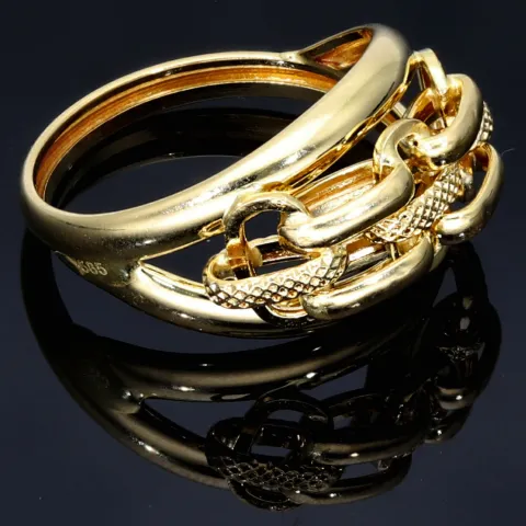 funkelnder Ring für Damen mit außergewöhnlichem Design in 585 14K Gelbgold in Ringgröße ca. 56
