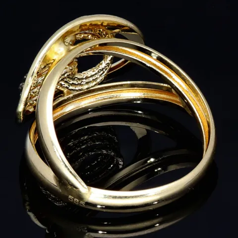prunkvoller Ring für Damen in hochwertigem 585 14K Gelbgold in Ringgröße ca. 56
