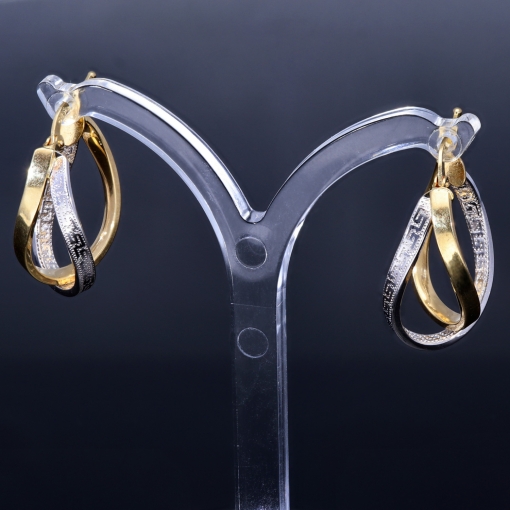 Wunderschöne geschwungene  Designer - Creolen in Bicolor 585er (14K) Weiß- und Gelbgold