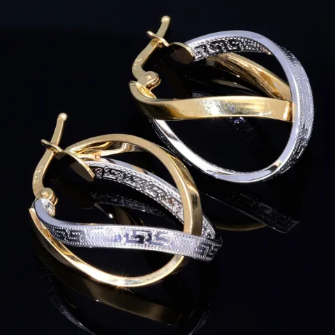 Wunderschöne geschwungene Designer - Creolen in Bicolor 585er (14K) Weiß- und Gelbgold