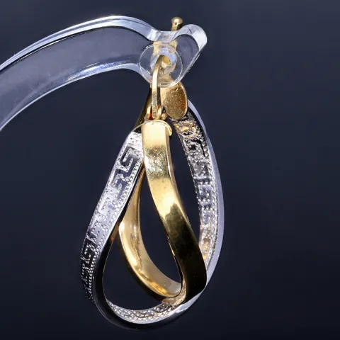 Wunderschöne geschwungene Designer - Creolen in Bicolor 585er (14K) Weiß- und Gelbgold
