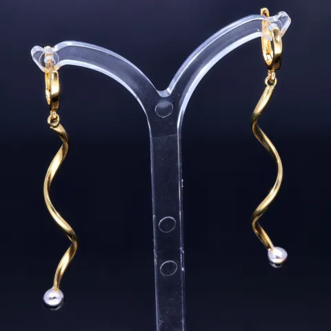 hochwertige Spiral-Ohrringe in 14K 585 Bicolor Weiß- und Gelbgold