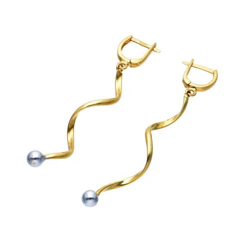 hochwertige Spiral-Ohrringe in 14K 585 Bicolor Weiß- und Gelbgold