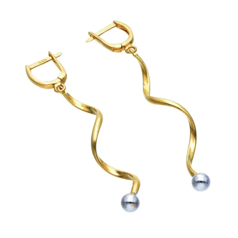 hochwertige Spiral-Ohrringe in 14K 585 Bicolor Weiß- und Gelbgold