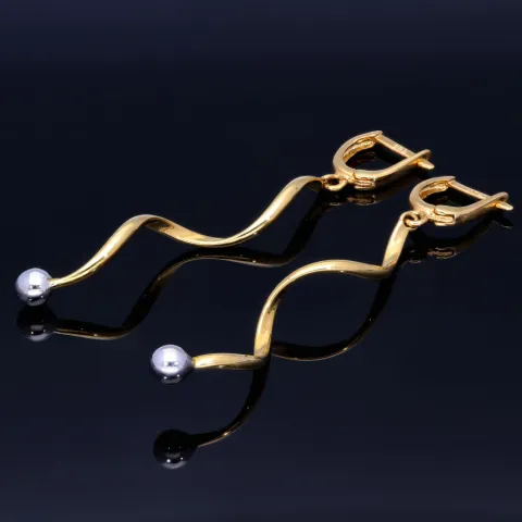 hochwertige Spiral-Ohrringe in 14K 585 Bicolor Weiß- und Gelbgold