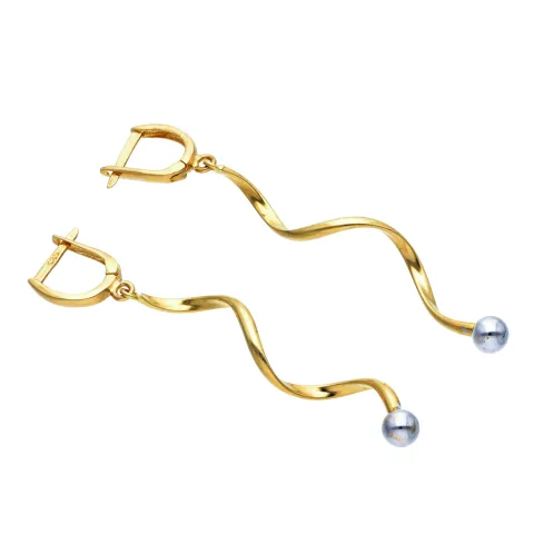 hochwertige Spiral-Ohrringe in 14K 585 Bicolor Weiß- und Gelbgold