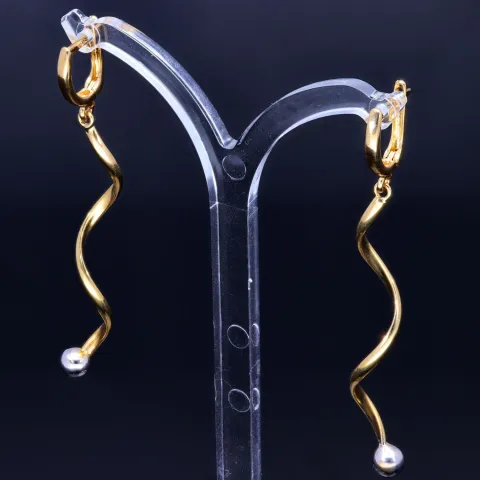 hochwertige Spiral-Ohrringe in 14K 585 Bicolor Weiß- und Gelbgold