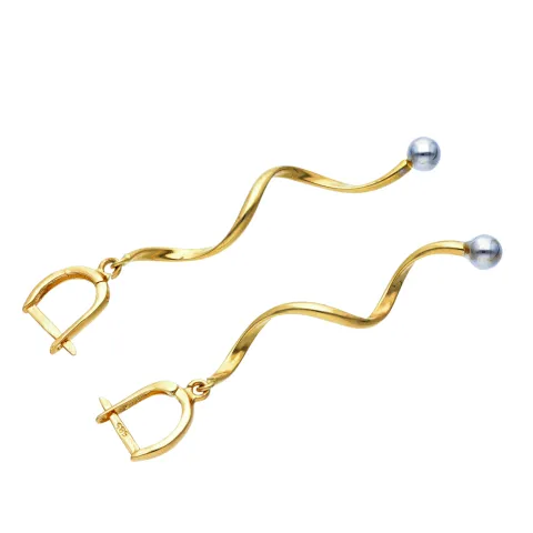 hochwertige Spiral-Ohrringe in 14K 585 Bicolor Weiß- und Gelbgold