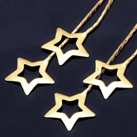 bezaubernde, hängende Sternchen - Ohrringe mit eingefasstem Zirkonia in 585er (14K) Gelbgold