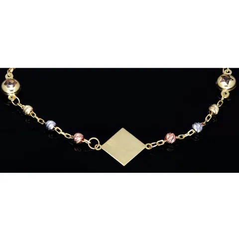 stilvolles Tricolor Armband aus hochwertigem 585 14K Gold in (ca. bis 18,5 cm Länge, verstellbar)