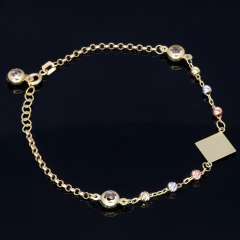 stilvolles Tricolor Armband aus hochwertigem 585 14K Gold in (ca. bis 18,5 cm Länge, verstellbar)
