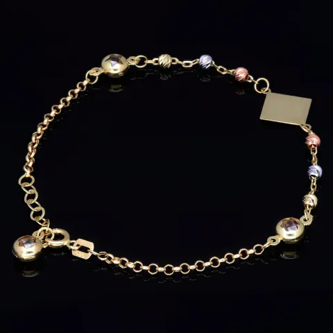 stilvolles Tricolor Armband aus hochwertigem 585 14K Gold in (ca. bis 18,5 cm Länge, verstellbar)