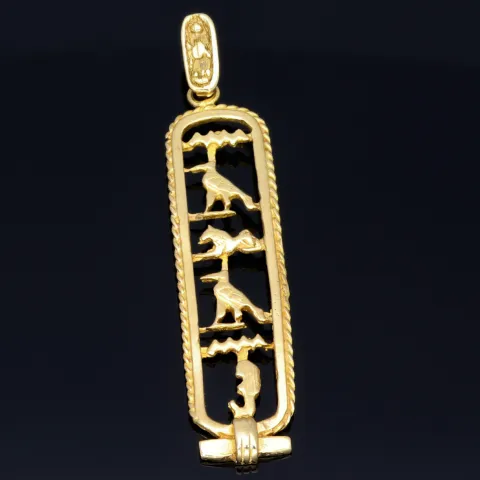 Hieroglyphen - Anhänger aus massivem, hochwertigem 585er 14K Gelbgold