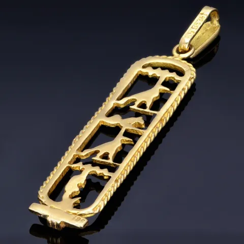 Hieroglyphen - Anhänger aus massivem, hochwertigem 585er 14K Gelbgold