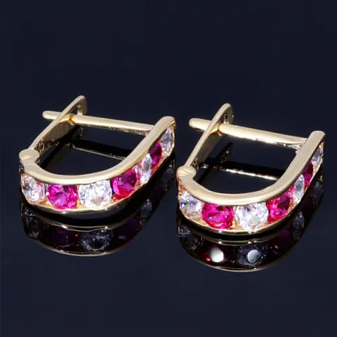 Wunderschöne Ohrringe / Mini Creolen bestückt mit bunten, funkelnden Zirkoniasteinen aus 585 / 14K Gold