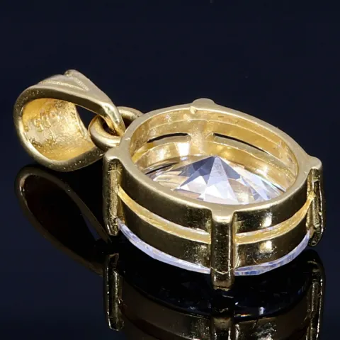 Funkelnder Anhänger in 585er 14K Gelbgold, besetzt mit einem wunderschönen, großen Zirkoniastein