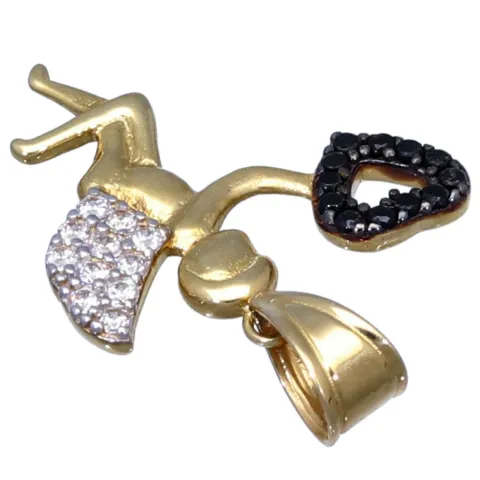 Hochwertiger Engel - Anhänger mit Herz aus Gold aus 14k (585er) Gelbgold und Zirkoniabesatz