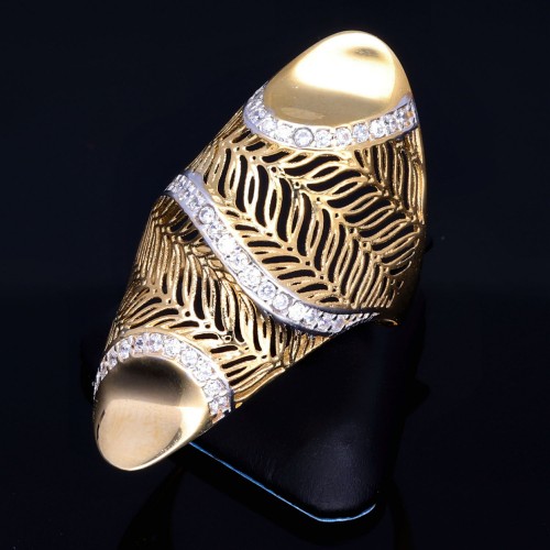 Hübsch verzierter Ring für Damen aus 585er 14 Karat Gelbgold mit Zirkoniabesatz Größe ca. 59