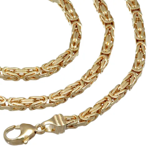 Voll massive Königskette aus hochwertigem 585er Gold (14 Karat) in 60 cm Länge; ca. 4mm breit - Made in Germany