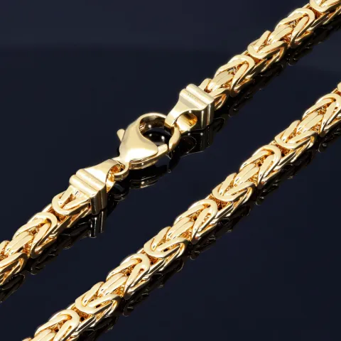 Voll massive Königskette aus hochwertigem 585er Gold (14 Karat) in 60 cm Länge; ca. 4mm breit - Made in Germany
