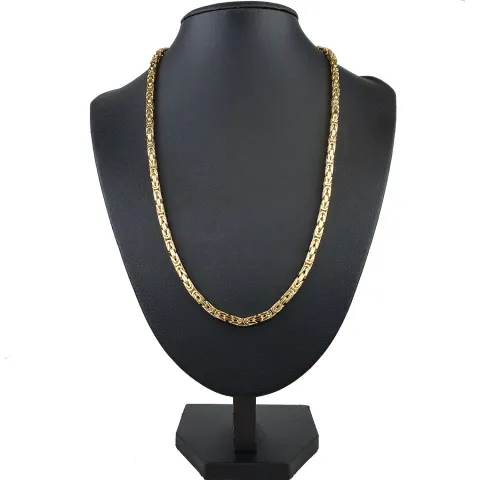 Voll massive Königskette aus hochwertigem 585er Gold (14 Karat) in 60 cm Länge; ca. 4mm breit - Made in Germany