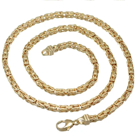 Voll massive Königskette aus hochwertigem 585er Gold (14 Karat) in 60 cm Länge; ca. 4mm breit - Made in Germany