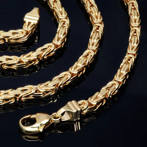 extralange, massive Premium-Königskette aus hochwertigem 14K Gold (585) in 70 cm Länge; ca. 4mm breit (ca. 75,4g) Made in Germany mit FBM Stempel