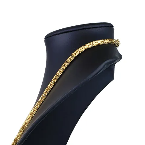 extralange, massive Premium-Königskette aus hochwertigem 14K Gold (585) in 70 cm Länge; ca. 4mm breit (ca. 75,4g) Made in Germany mit FBM Stempel
