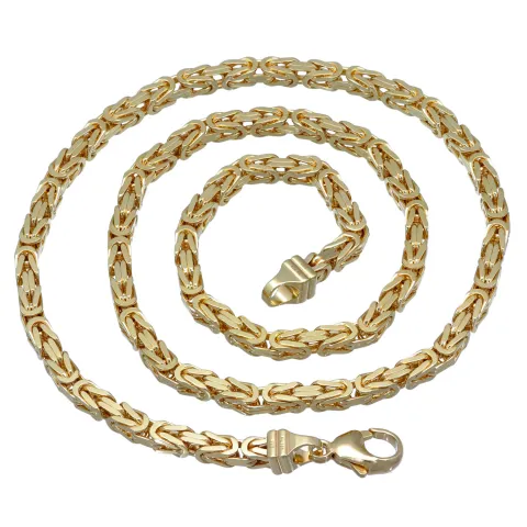 voll massive Königskette aus hochwertigem 585er Gold (14 Karat) in 55 cm Länge; ca. 4mm breit (ca. 58,1g) - Made in Germany
