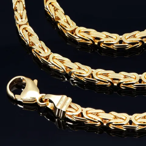 voll massive Königskette aus hochwertigem 585er Gold (14 Karat) in 55 cm Länge; ca. 4mm breit (ca. 58,1g) - Made in Germany