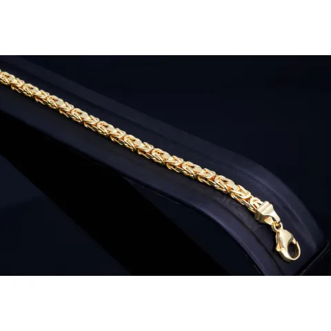 Massives Königsarmband aus Gold (585 / 14k Gold) , ca. 4 mm Breite, ca. 22cm lang - mit FBM Stempel