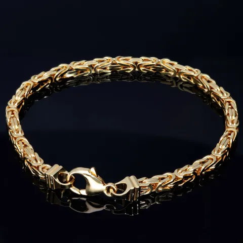 Massives Königsarmband aus Gold (585 / 14k Gold) , ca. 4 mm Breite, ca. 22cm lang - mit FBM Stempel