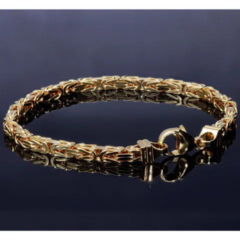 Massives Königsarmband aus Gold (585 / 14k Gold) , ca. 4 mm Breite, ca. 22cm lang - mit FBM Stempel