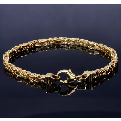 Massives Königsarmband aus Gold (585 / 14k Gold) , ca. 4 mm Breite, ca. 22cm lang - mit FBM Stempel