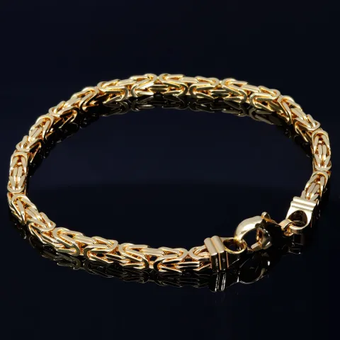 Massives Königsarmband aus Gold (585 / 14k Gold) , ca. 4 mm Breite, ca. 22cm lang - mit FBM Stempel