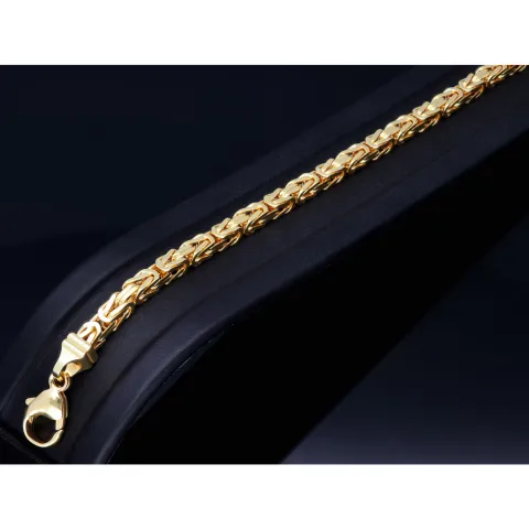 Massives Königsarmband aus Gold (585 / 14k Gold) , ca. 4 mm Breite, ca. 22cm lang - mit FBM Stempel