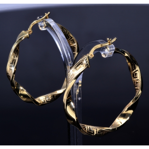 Exquisite Twist - Creolen mit filgranem Greco - Design aus 585er (14K) Gelbgold