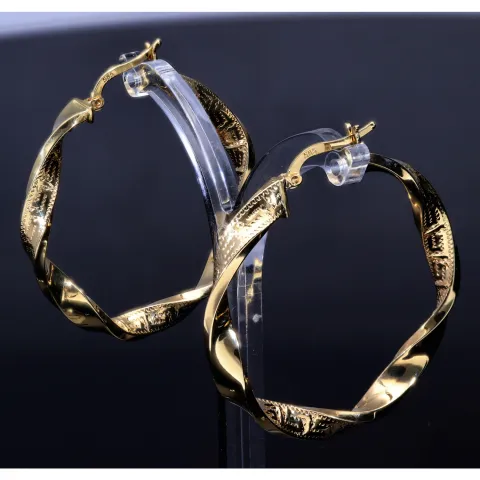 Exquisite Twist - Creolen mit filgranem Greco - Design aus 585er (14K) Gelbgold