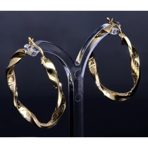 Exquisite Twist - Creolen mit filgranem Greco - Design aus 585er (14K) Gelbgold