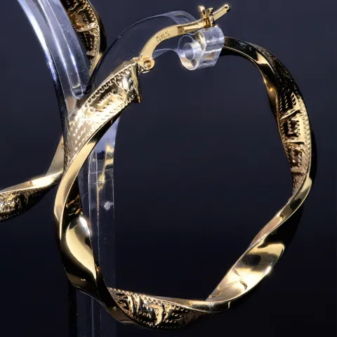 Exquisite Twist - Creolen mit filgranem Greco - Design aus 585er (14K) Gelbgold