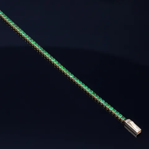 Glänzendes Tennisarmband mit leuchtenden, hellgrünen Zirkoniasteinen aus hochwertigem 585 14K Gold in (ca. 16 cm Länge)