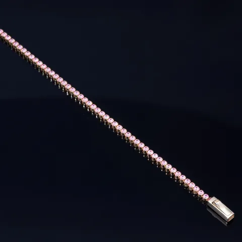 Bezauberndes Tennisarmband mit leuchtenden, rosa Zirkoniasteinen aus hochwertigem 585 14K Gold in (ca. 20 cm Länge)
