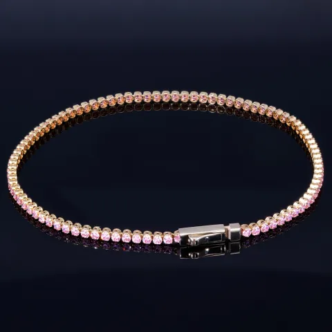 Bezauberndes Tennisarmband mit leuchtenden, rosa Zirkoniasteinen aus hochwertigem 585 14K Gold in (ca. 20 cm Länge)
