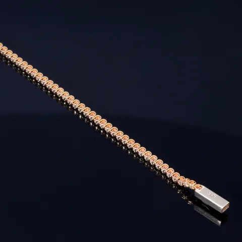 Bezauberndes Tennisarmband mit leuchtenden, rosa Zirkoniasteinen aus hochwertigem 585 14K Gold in (ca. 20 cm Länge)